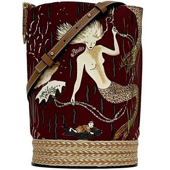 Loewe Handbags - Loewe Shoulder Bag Gate Bucket Brown Paulas Ibiza Canvas Straw Tan Leather